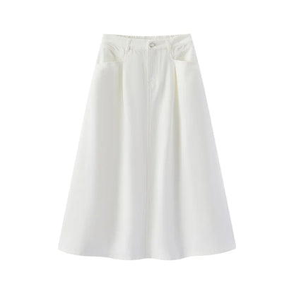 Semir Women Denim Skirt A-Line Pleated Slim