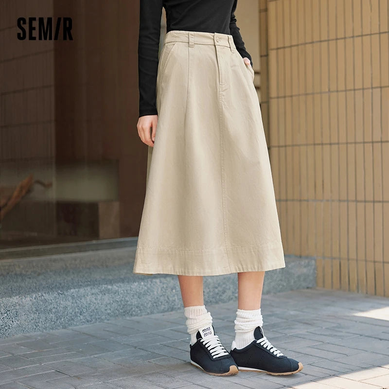 Semir Women Skirt Cotton Loose Umbrella