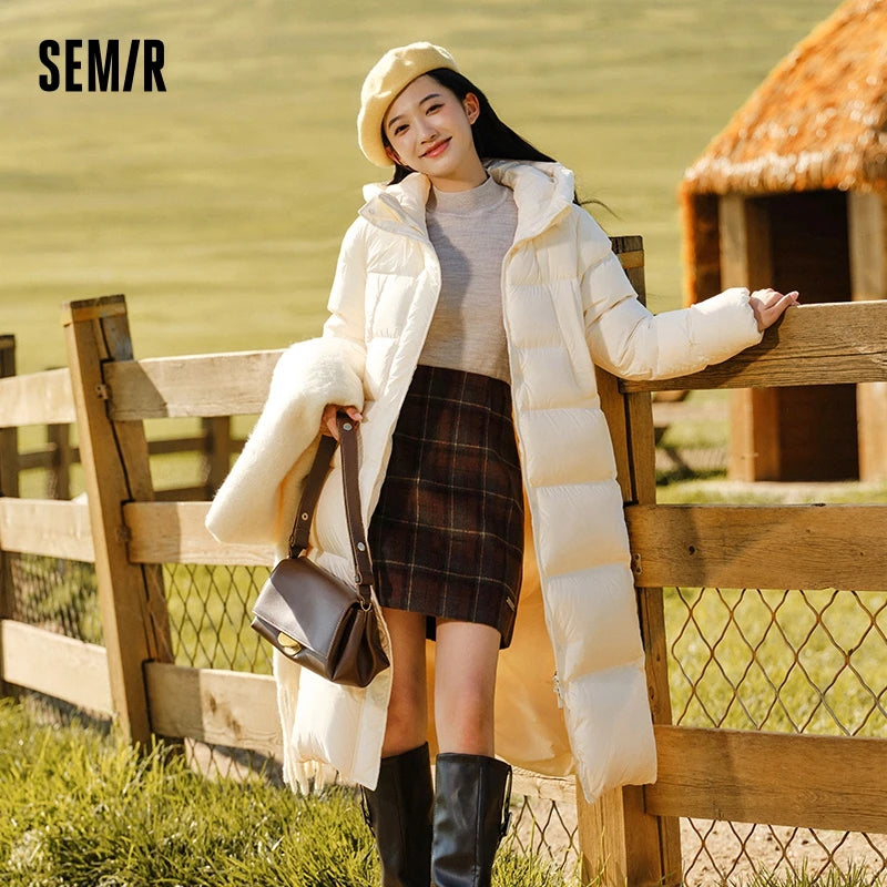 Semir Women Down Jacket Long Waterproof Loose Hooded