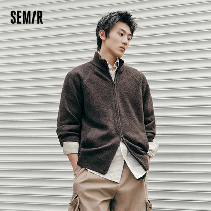 Semir Men Cardigan Mock Neck Raglan Sleeve