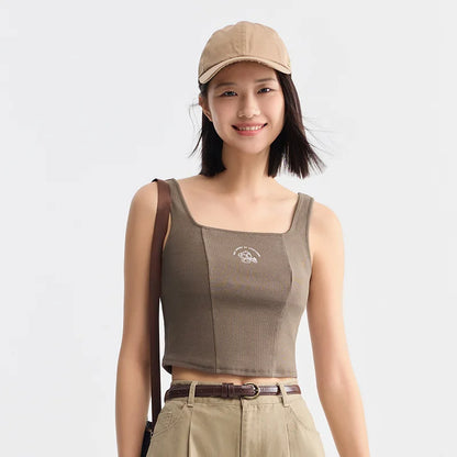 Semir Vest Women Short-Length With Square Neckline Cute Print 2024 Summer New Slim-Fit Corset Top Sassy