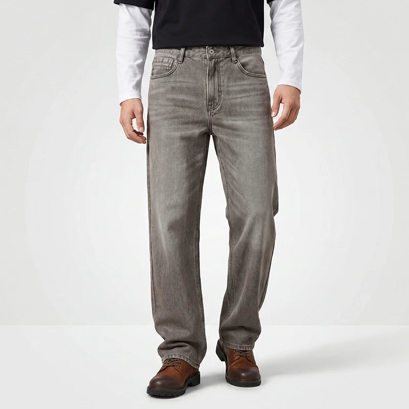 Semir Men Retro Washed Loose Jeans