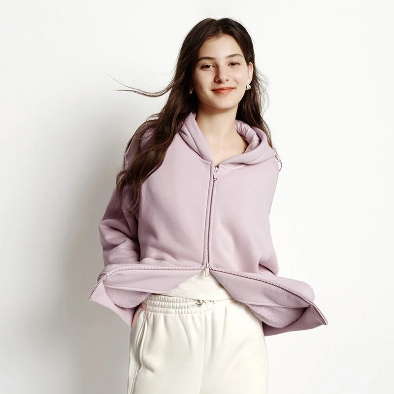 Semir Women Jacket Fleece Drop Shoulder Hooded