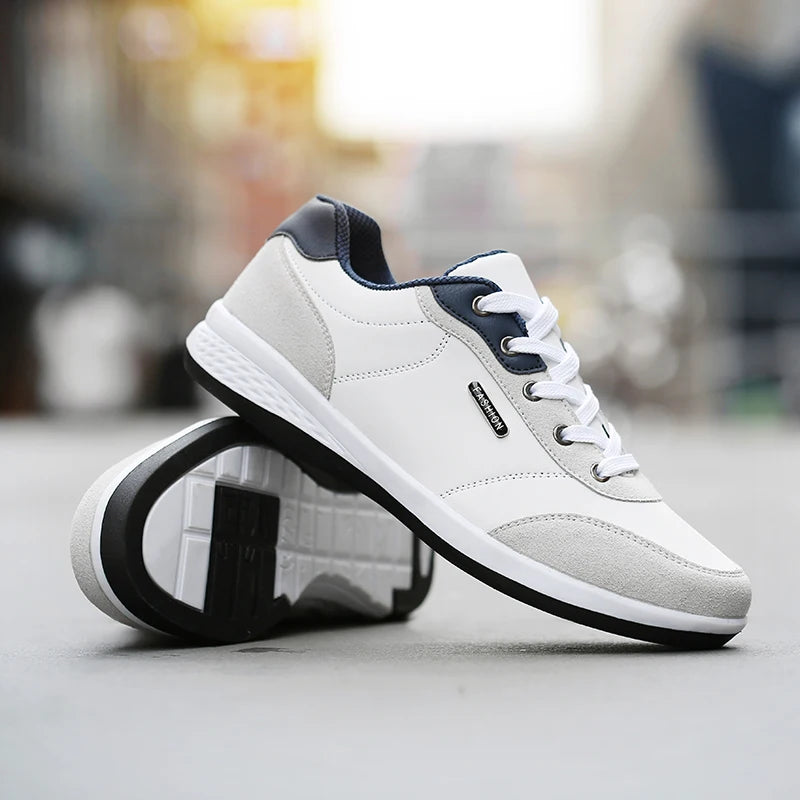 YRZL Men's Waterproof Leather Sports Sneakers