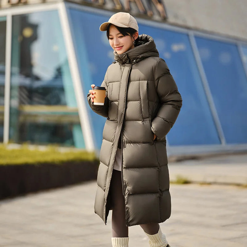 Semir Women Down Jacket Long Waterproof Loose Hooded