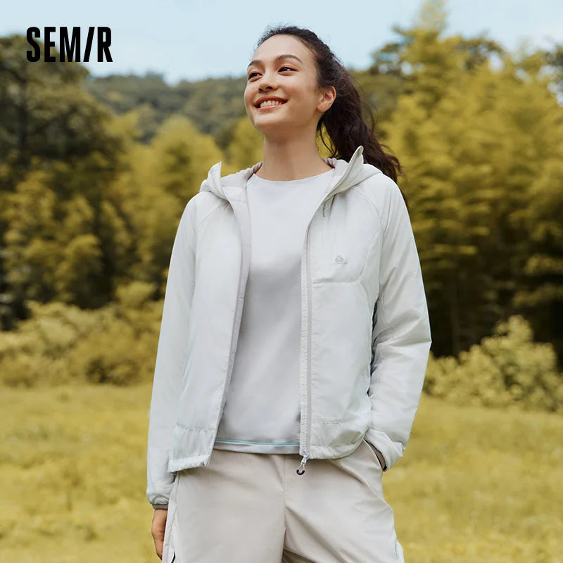 Semir Women Cotton Coat Three-Resistant Raglan Slim Hooded