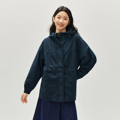 Semir Women Denim Jacket Retro Loose Waist Cinched