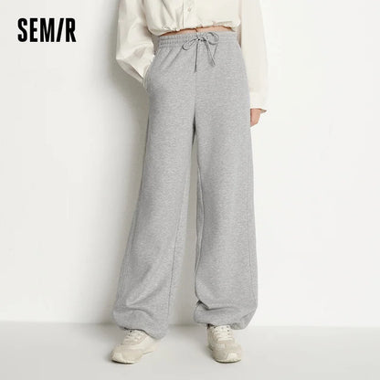 Semir Women Pants Fleece Lined Drawstring Wide Leg