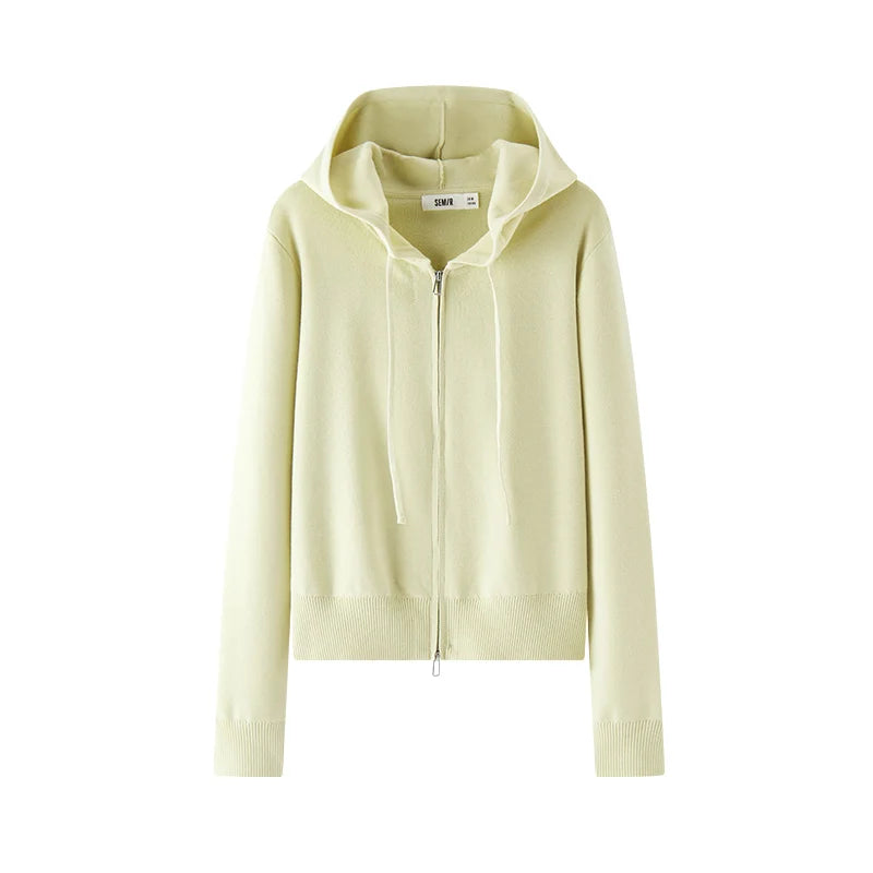 Semir Women Cardigan Hooded Solid Knitwear