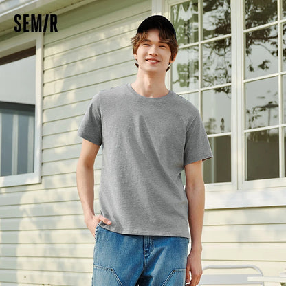 Semir Short Sleeve T-Shirt Men Pure Cotton Bottoming Shirt 2025 New Spring Solid Color Inner Layer Top Versatile White T-Shirt