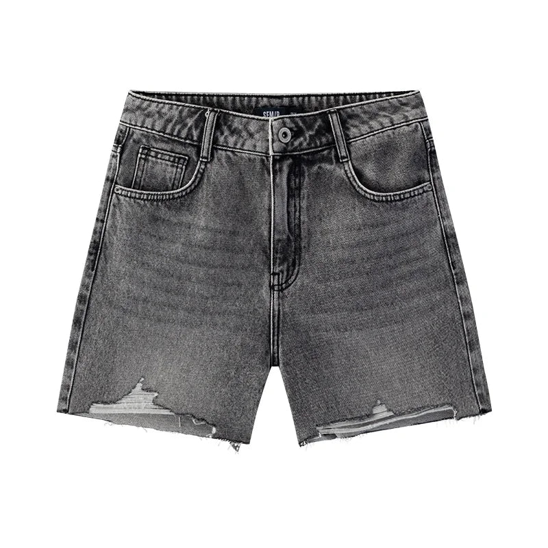 Semir Women Frayed Denim A-Line Shorts