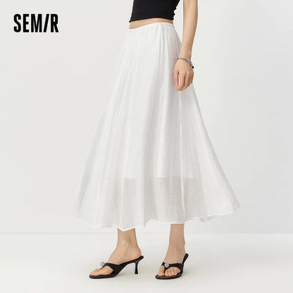 Semir Women Skirt High Waist A-Line Long