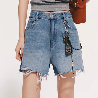 Semir Women Frayed Denim A-Line Shorts
