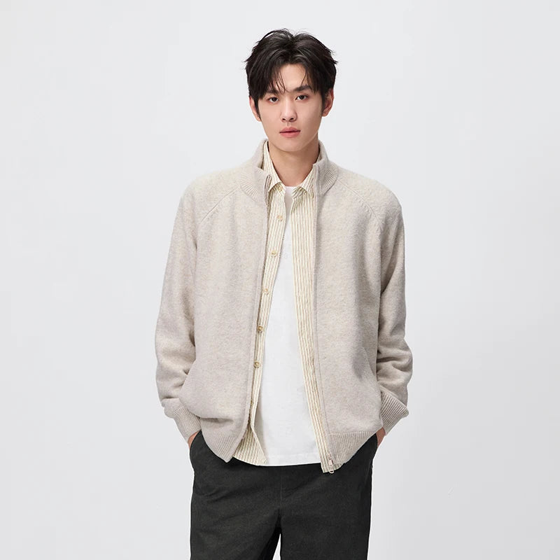 Semir Men Cardigan Mock Neck Raglan Sleeve