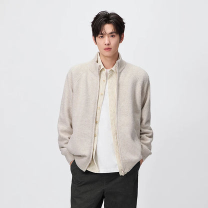 Semir Men Cardigan Mock Neck Raglan Sleeve