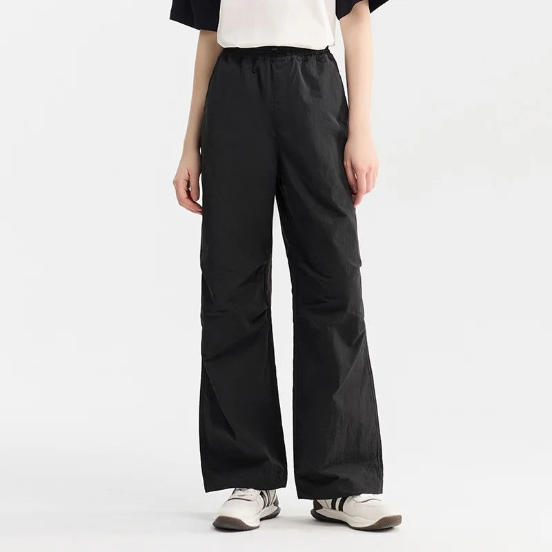 Semir Casual Trousers Women Elastic Waist Solid Colour Texture Trousers 2024 Summer New Sunscreen Wide-Leg Trousers Tide Cool St
