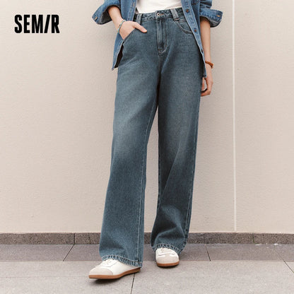 Semir Women Jeans Fleece-Lined Wide Leg Floor-Length