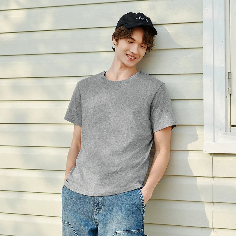 Semir Short Sleeve T-Shirt Men Pure Cotton Bottoming Shirt 2025 New Spring Solid Color Inner Layer Top Versatile White T-Shirt
