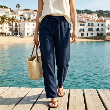 Women's Cotton Linen Loose Casual Trousers
