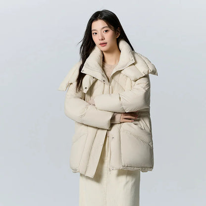 Semir Down Jacket Women Medium Length Loose 2023 New Textured Warm Winter Wear