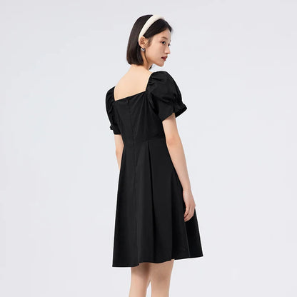 Semir Dress Women Solid Color Feel Versatile 2025 Summer New Fashion Square Neck Short Dress Women'S Elegant