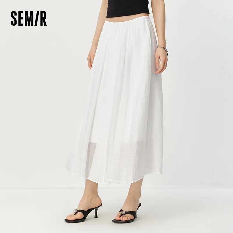 Semir Women Skirt High Waist A-Line Long