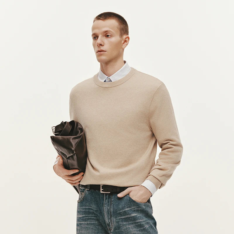 Semir Men Knitted Sweater Crew Neck Cashmere Blend