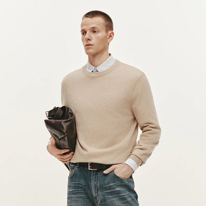 Semir Men Knitted Sweater Crew Neck Cashmere Blend