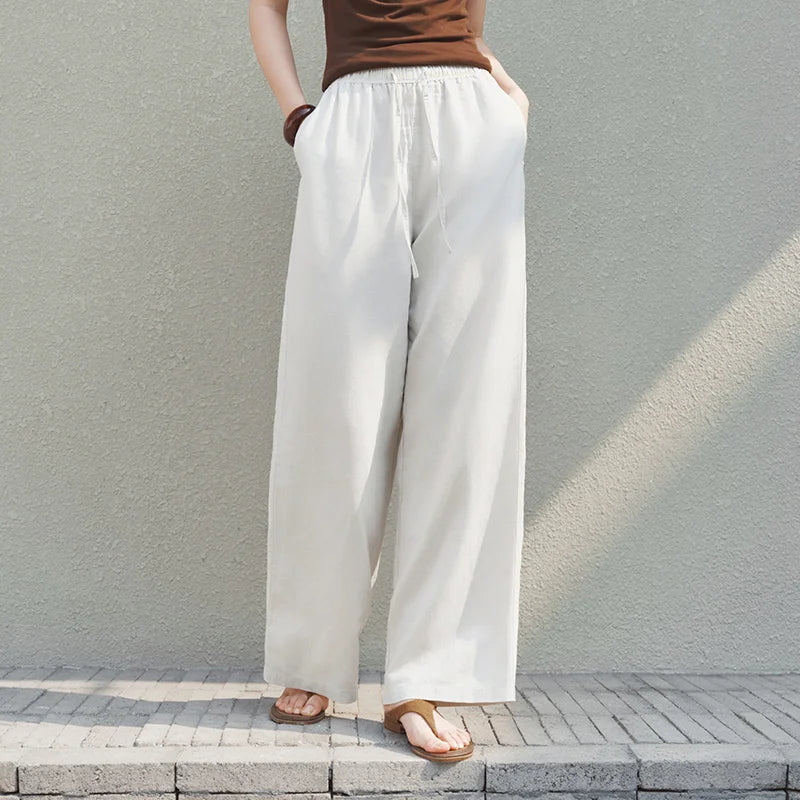 Semir Women Pants Linen Loose Wide Leg