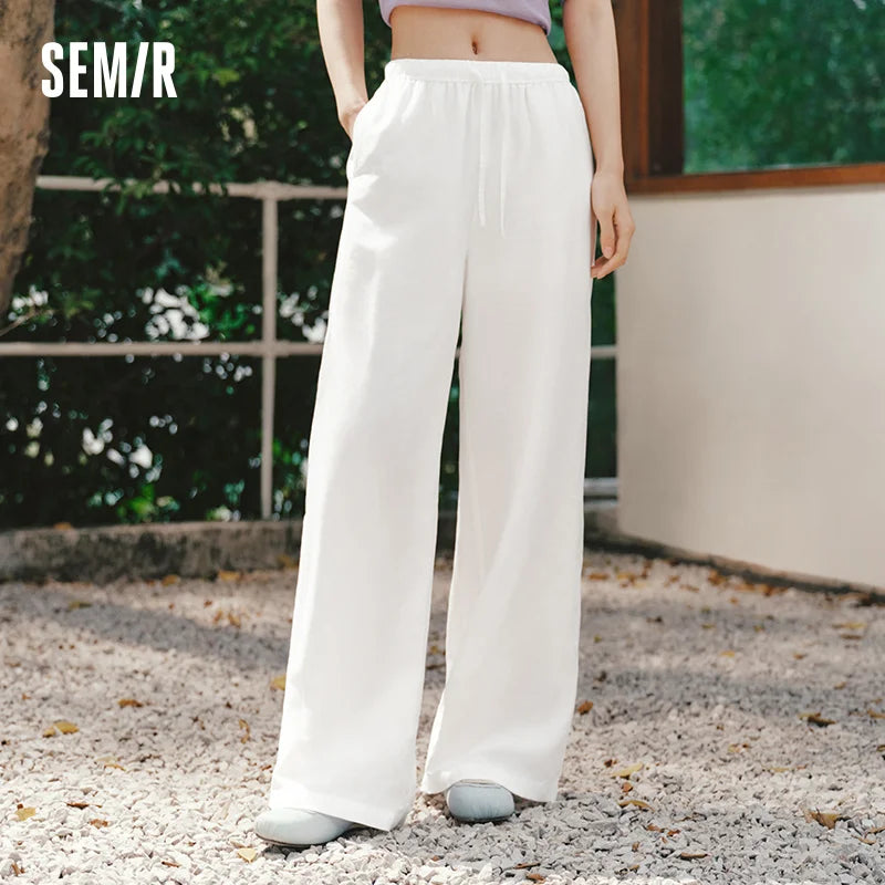 Semir Women Pants Linen Loose Wide Leg