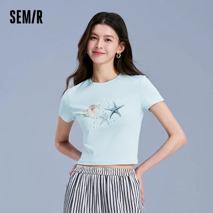 Semir Women Tshirt Short Sleeve Cooling Print Petite