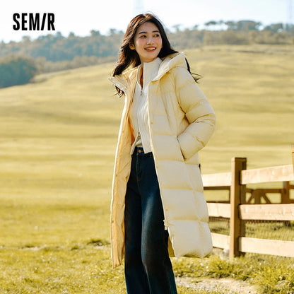Semir Women Down Jacket Long Waterproof Loose Hooded