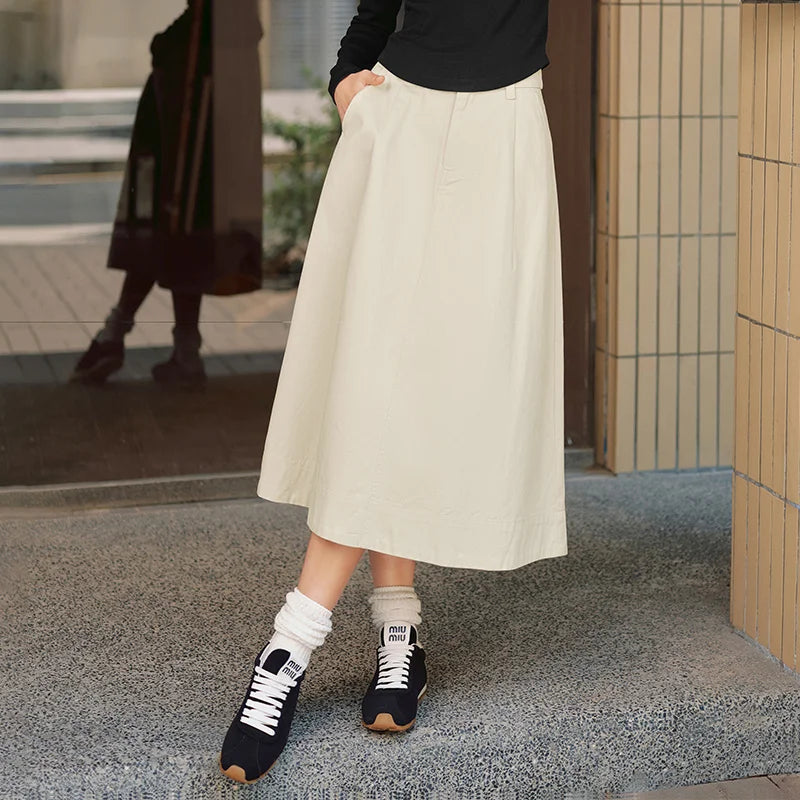Semir Women Skirt Cotton Loose Umbrella