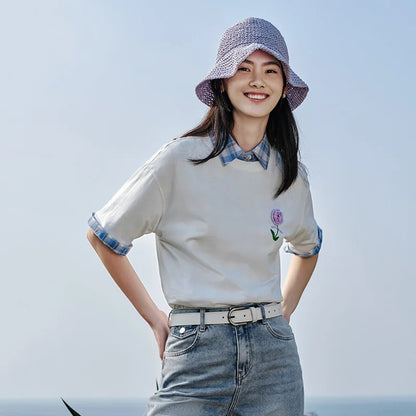 Semir Short Sleeve T-Shirt Women Mid-long Style Moisture-wicking and Quick-dry 2025 New Style Summer Outfit Gentle Pink Top