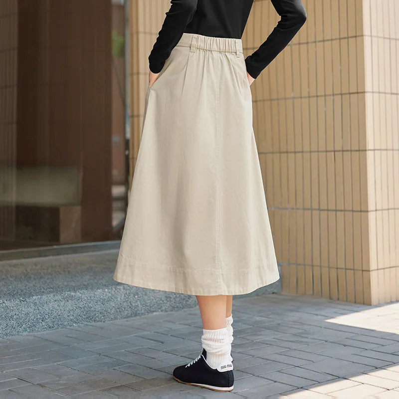 Semir Women Skirt Cotton Loose Umbrella