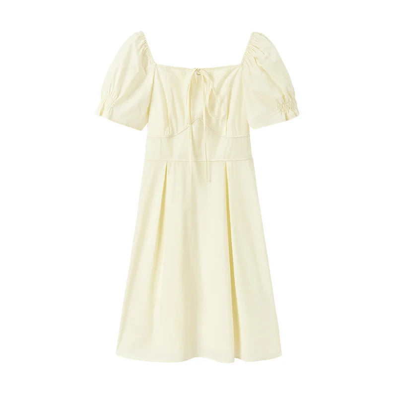 Semir Dress Women Solid Color Feel Versatile 2025 Summer New Fashion Square Neck Short Dress Women'S Elegant