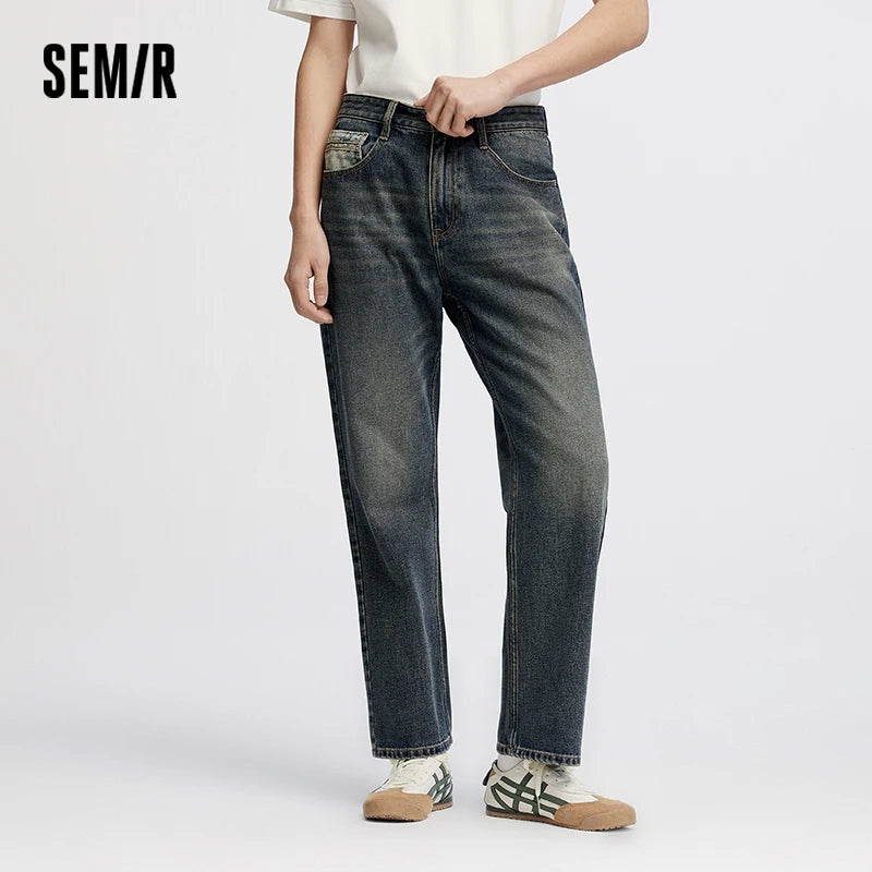 Semir Men Retro Washed Loose Jeans