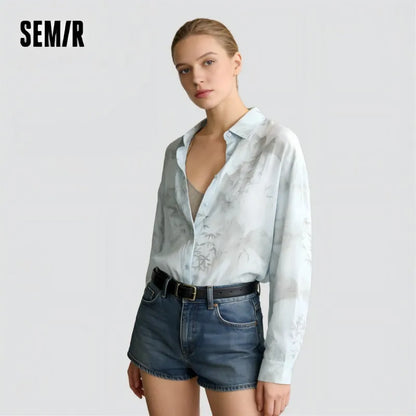 Semir Women Long Sleeve Shirt Oversize Print