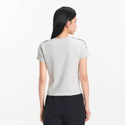 Semir Short Sleeve T-Shirt Women Short Style Slim Fit with Letters 2025 New Summer Style Regular Shoulder Top in a Sporty Style