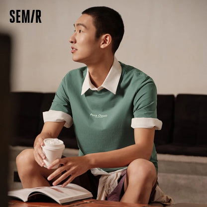 Semir Short Sleeve T-Shirt Men 2024 Summer New Trend Letters Printed Tops Versatile Casual T Shirt