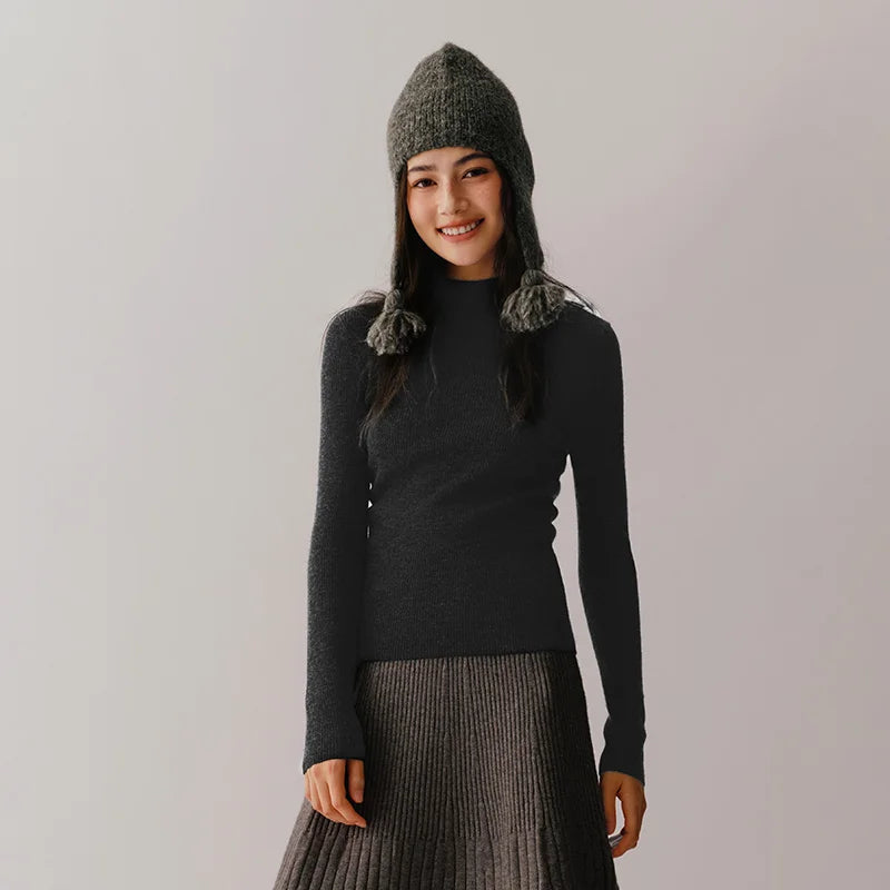 Semir Women Sweater Slim Wool Semi-High Neck