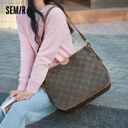 Semir Tote Bag Women 2025 New Style Vintage Monogram Crossbody Bag Popular Shoulder Bag Large-capacity Shopping Bag