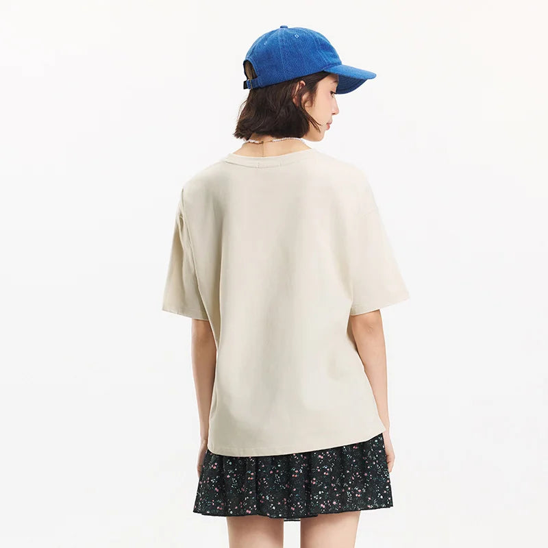 Semir Short Sleeve T-Shirt Women Mid-Length Pattern Cute Retro 2025 New Summer Moisture Wicking Loose Top Niche Style
