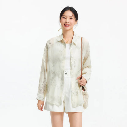 Semir Women Long Sleeve Shirt Oversize Print