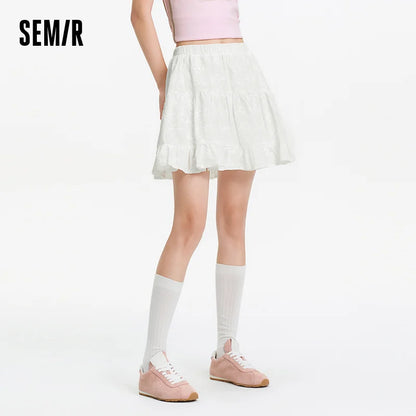 Semir Half Skirt Women Design Sense High-end Elegant Embroidered 2025 New Summer A-line Layered Skirt Playful