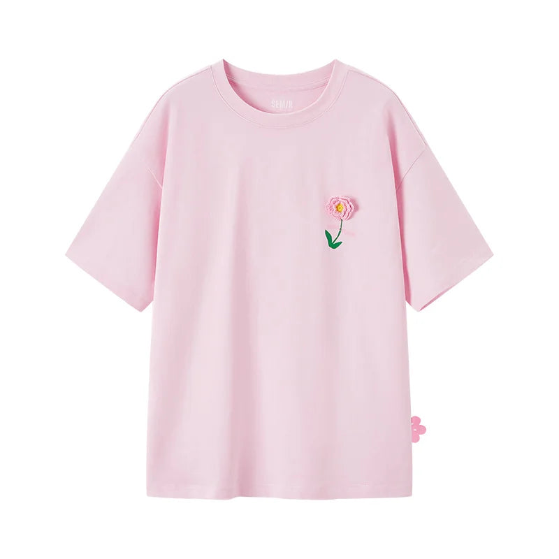 Semir Short Sleeve T-Shirt Women Mid-long Style Moisture-wicking and Quick-dry 2025 New Style Summer Outfit Gentle Pink Top