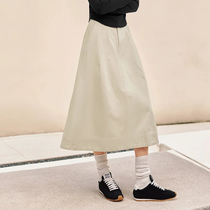 Semir Women Skirt Cotton Loose Umbrella