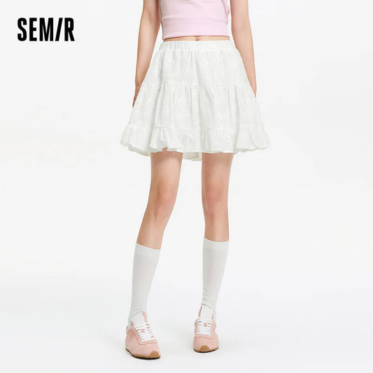 Semir Half Skirt Women Design Sense High-end Elegant Embroidered 2025 New Summer A-line Layered Skirt Playful