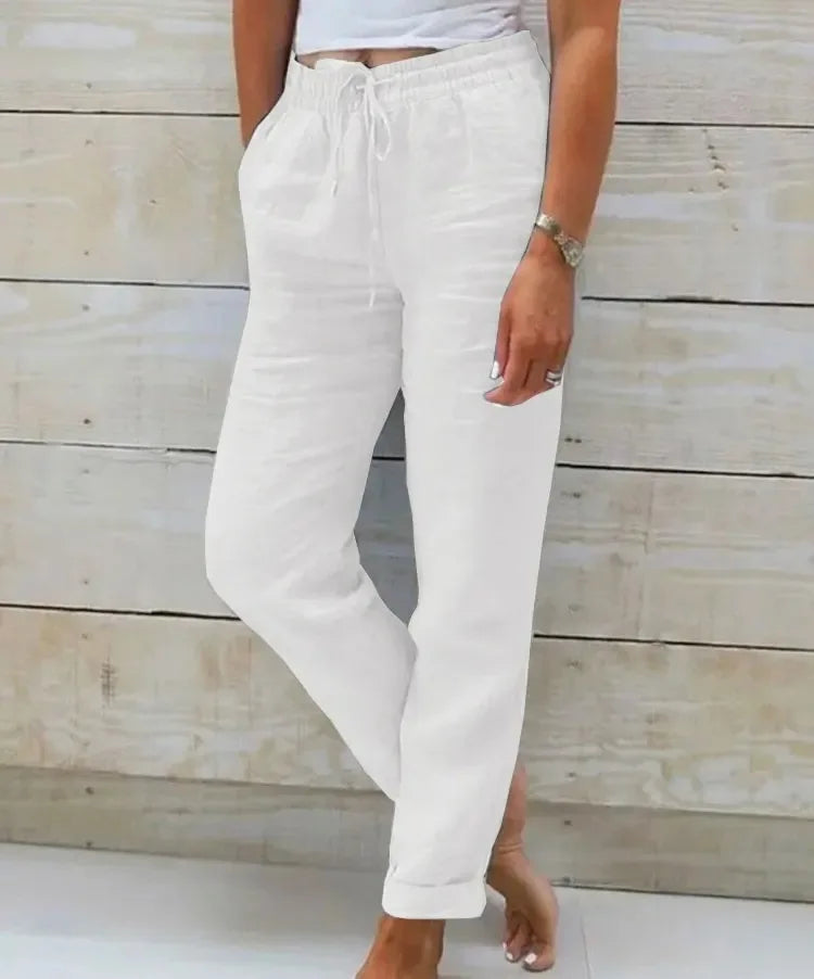 Women's Cotton Linen High Waist Pencil Pants