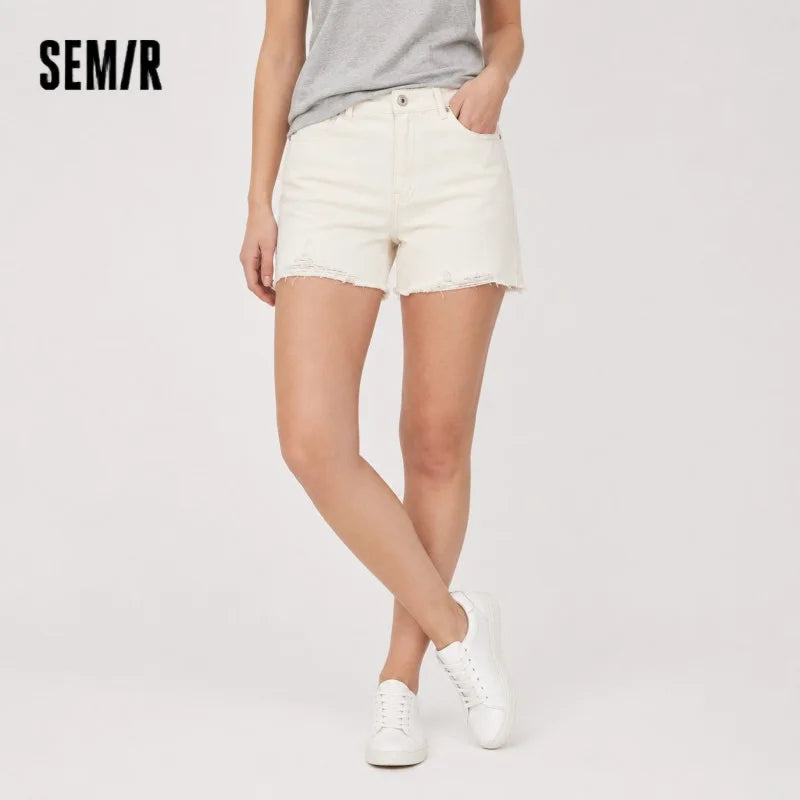 Semir Women Frayed Denim A-Line Shorts